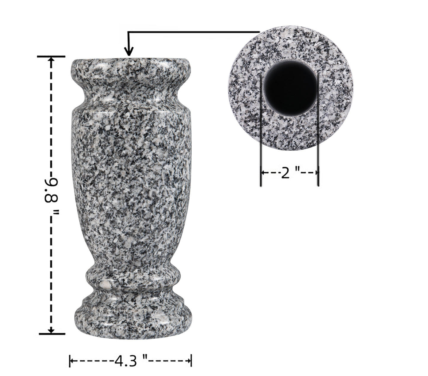 Granite Cemetery Vase for Grave Markers,Heavy Headstone Memorial Flower Holder Decaration.